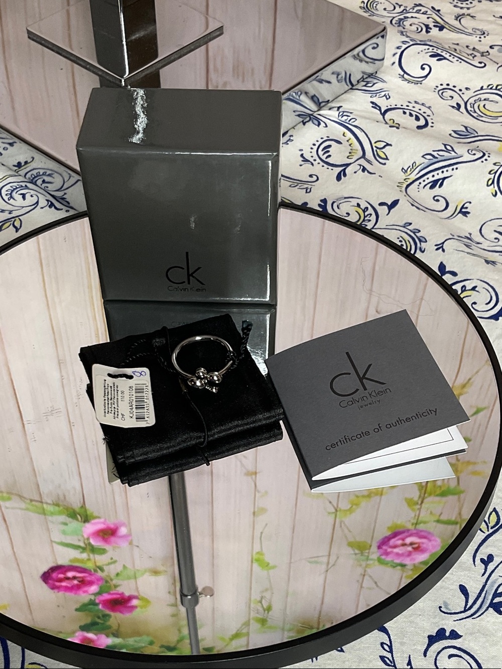 Calvin Klein Silver Fidget spin paw ring NWT sz 8